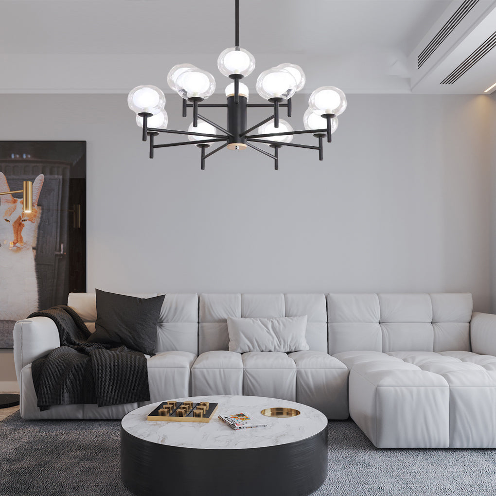Nordic Sputnik Metal Glass Chandelier 12 Bulbs