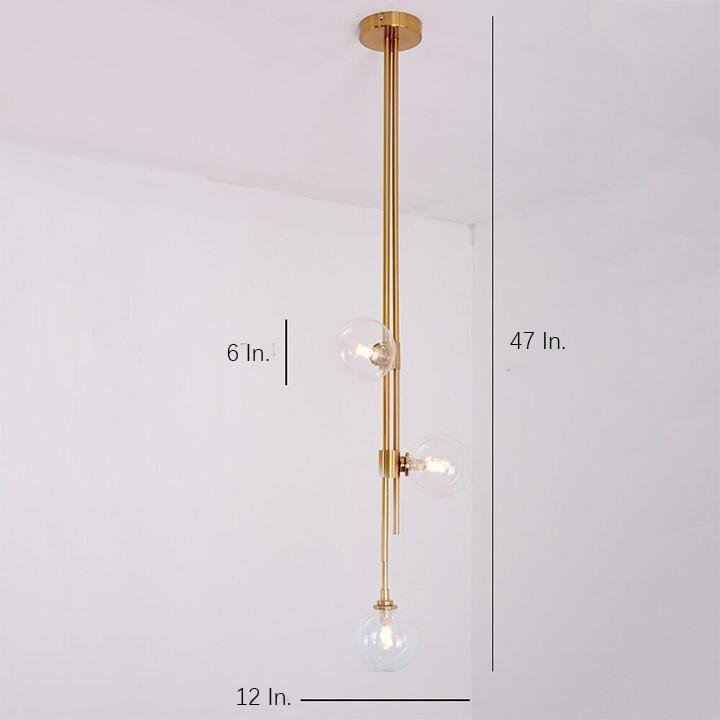 Elongated Gold Metal Glass Industrial Pendant