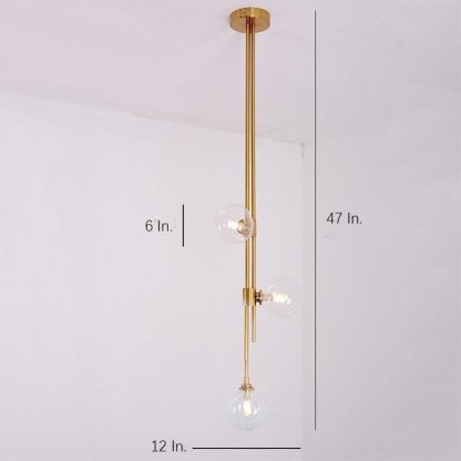 Elongated Gold Metal Glass Industrial Pendant