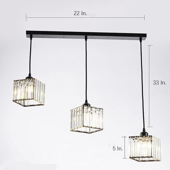 Vintage Lantern Square Metal Crystal Contemporary Pendant