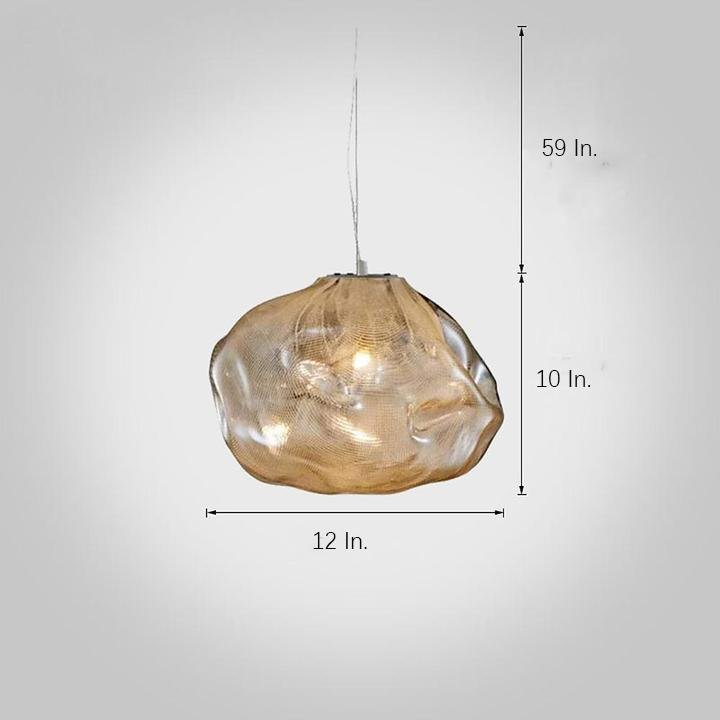Industrial Metal Glass Bubble Irregular Oval Pendant