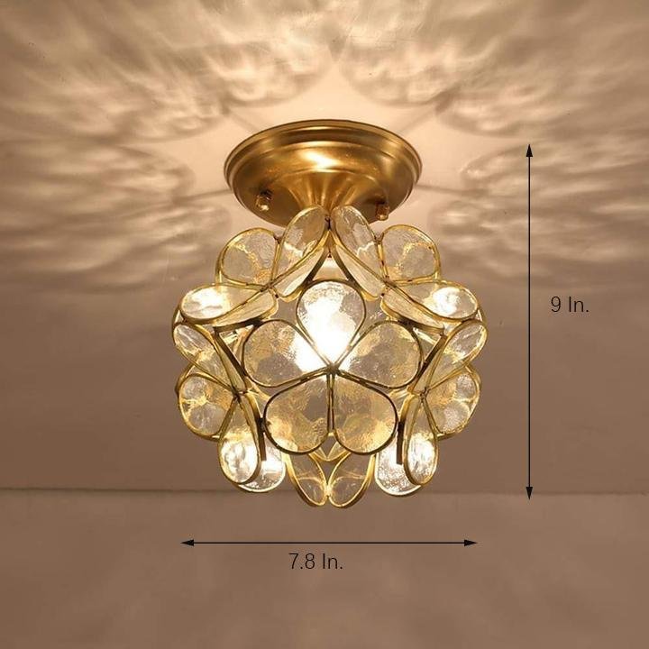 Candelabra Flower Copper Glass LED Flush Mount Hallway Light