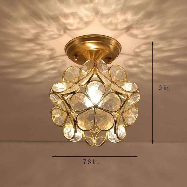 Candelabra Flower Copper Glass LED Flush Mount Hallway Light