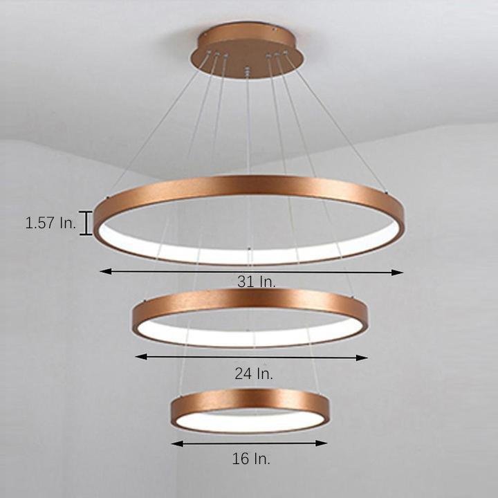 Acrylic Bronze 3-Tier Ring Dimmable LED Chandelier, 59"