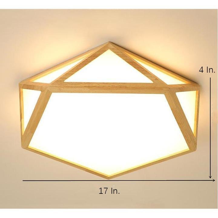 Geometric Rustic Bamboo Flush Mount Ceiling Light