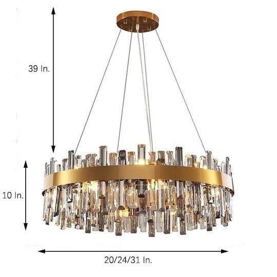 8 Light Modern Crystal Chandelier Industrial Brass Chandelier-Lighom