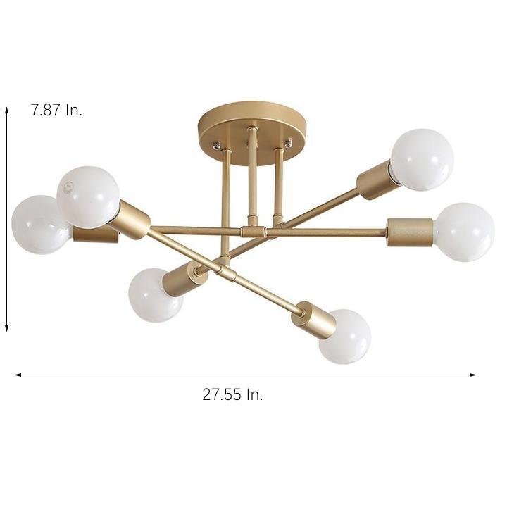 6-Light Globe Linear Sputnik Modern Mount Light