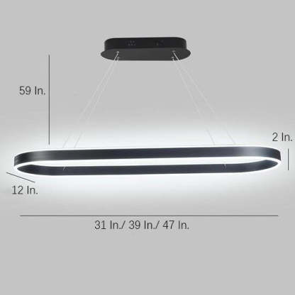 Rounded Rectangle LED Dimmable Modern Pendant Lighting Chandelier-Lighom