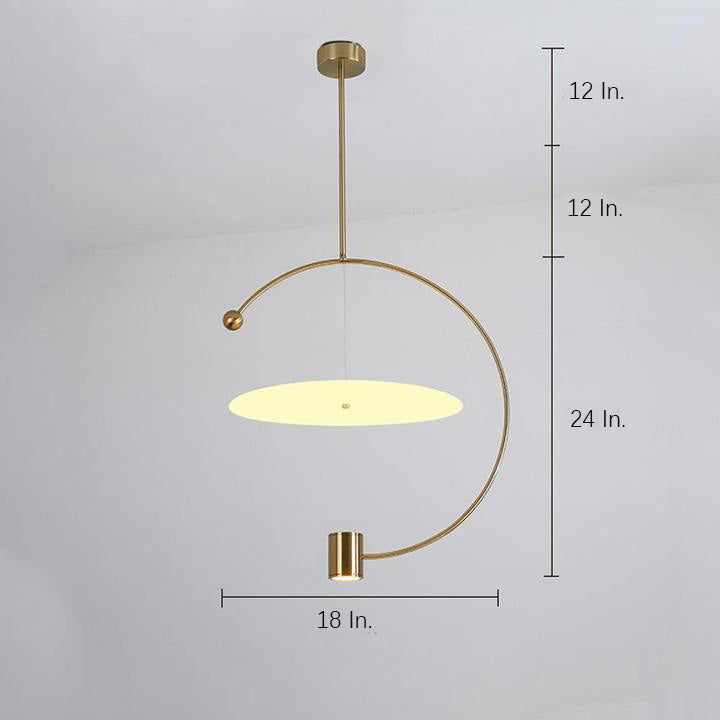 Electroplated Metal Semi Circular LED Gold Nordic Pendant Lighting-Lighom