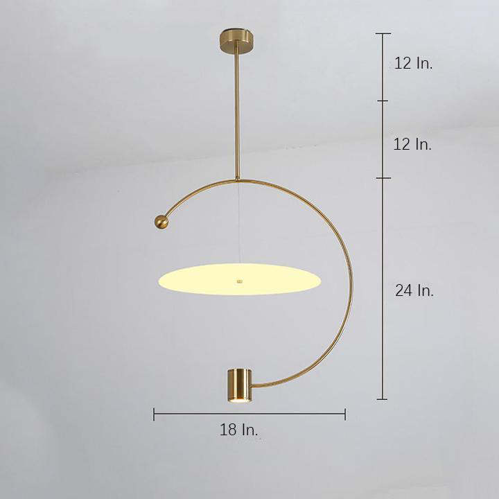 Electroplated Metal Semi Circular LED Gold Nordic Pendant Lighting-Lighom