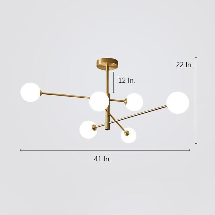 6-Light LED Glass Gold Modern Pendant