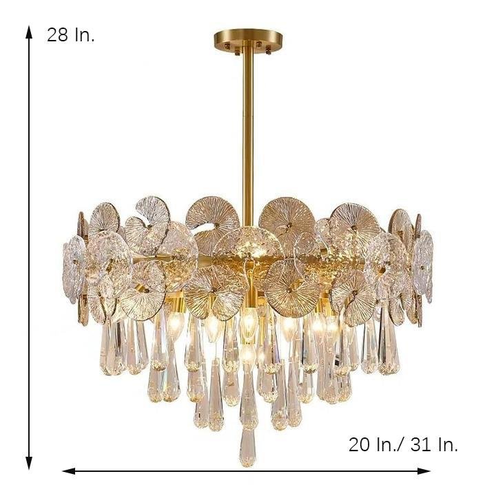 Candelabra Flush Mount Ceiling Light Metal Crystal LED Light-Lighom