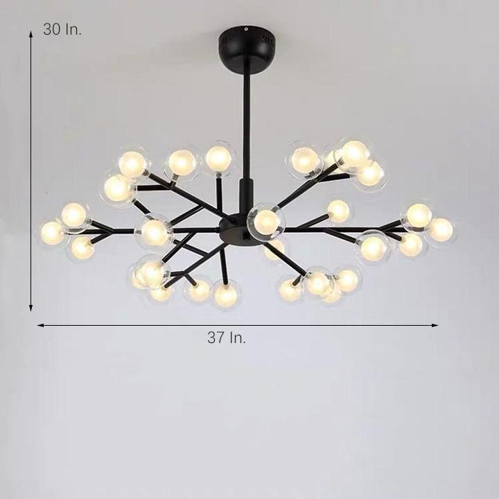 Novelty Iron 30-Light Glass Orb Bubble Chandelier, 33" LED