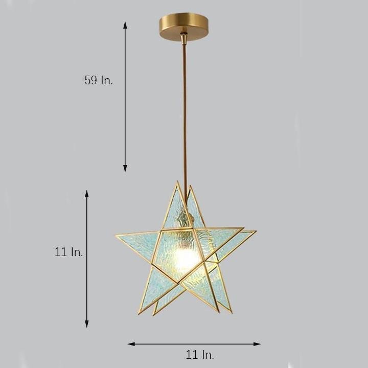 Double Star Shaped Kitchen Pendant Lights Copper Glass Pendant Lighting-Lighom