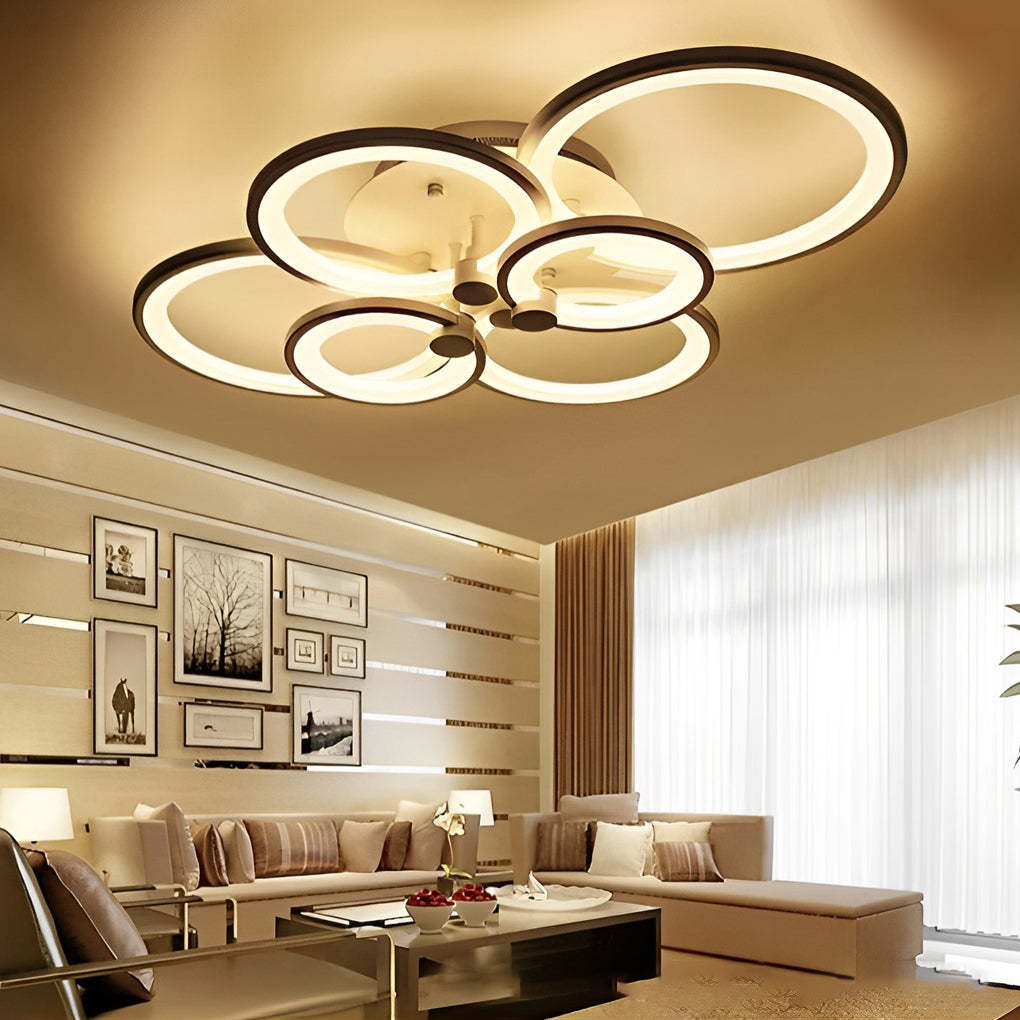 Elegant Semi Flush Mount Ceiling Lights with Unique Overlapping Rings-Lighom
