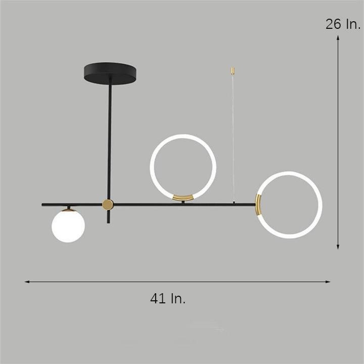 Circles LED Black Modern Island Pendant Chandelier
