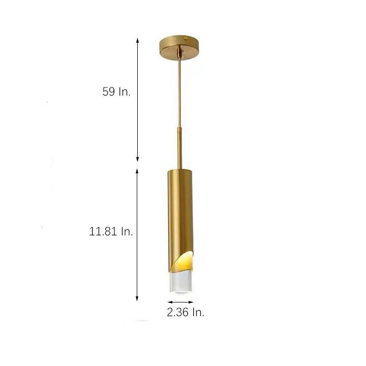Elongated Slender Modern Gold Column Pendant