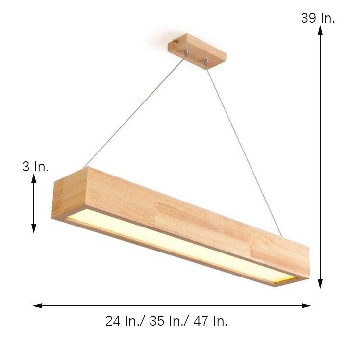 LED Rectangular Wood Rustic Kitchen Dining Chandelier