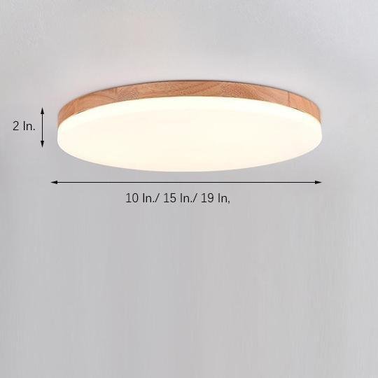 Circular Minimalist Flush Mount Dining Room Light Bamboo Acrylic LED Ceiling Lights-Lighom