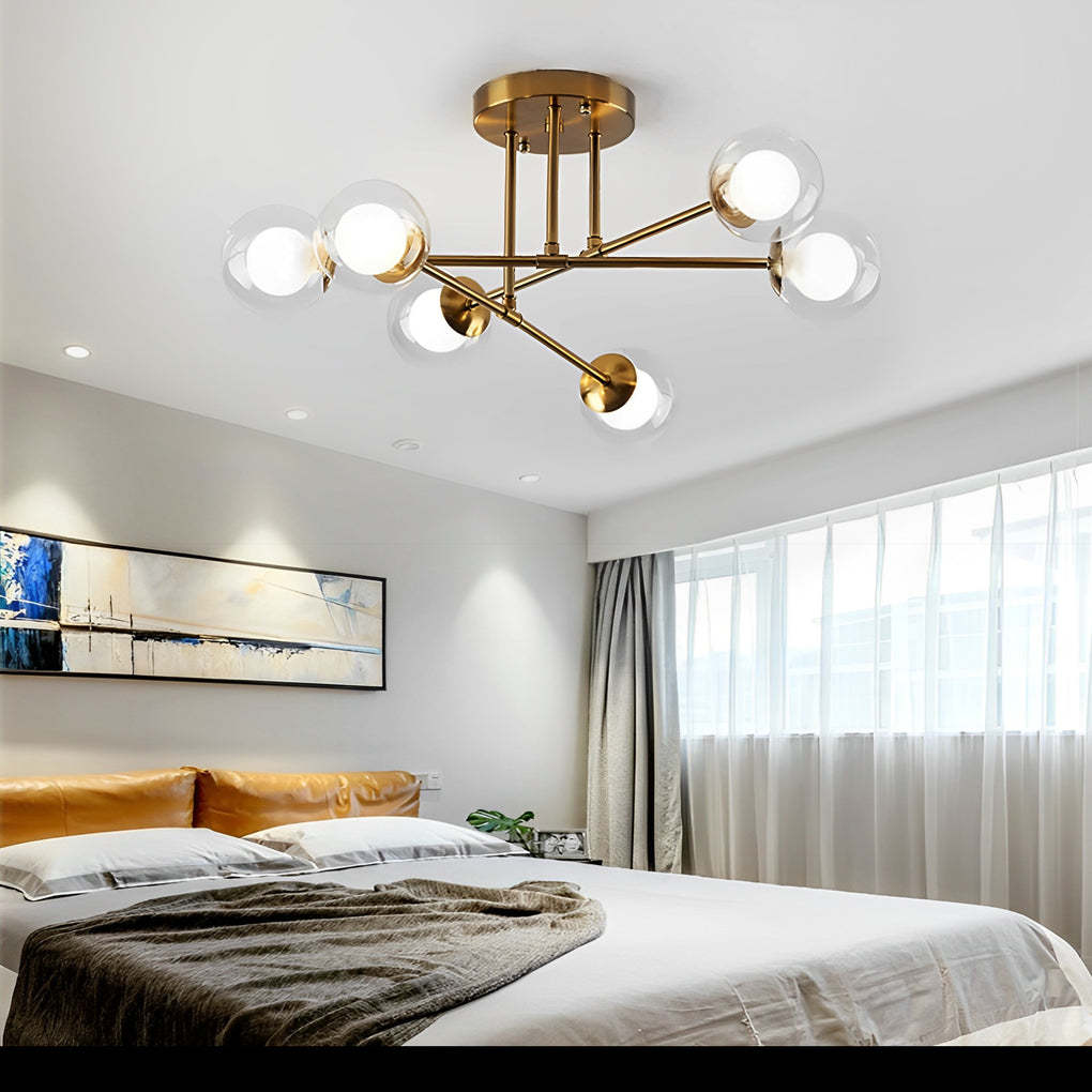 6-Light Glass Globe LED Modern Island Pendant