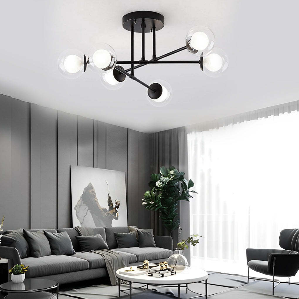 6-Light Glass Globe LED Modern Island Pendant