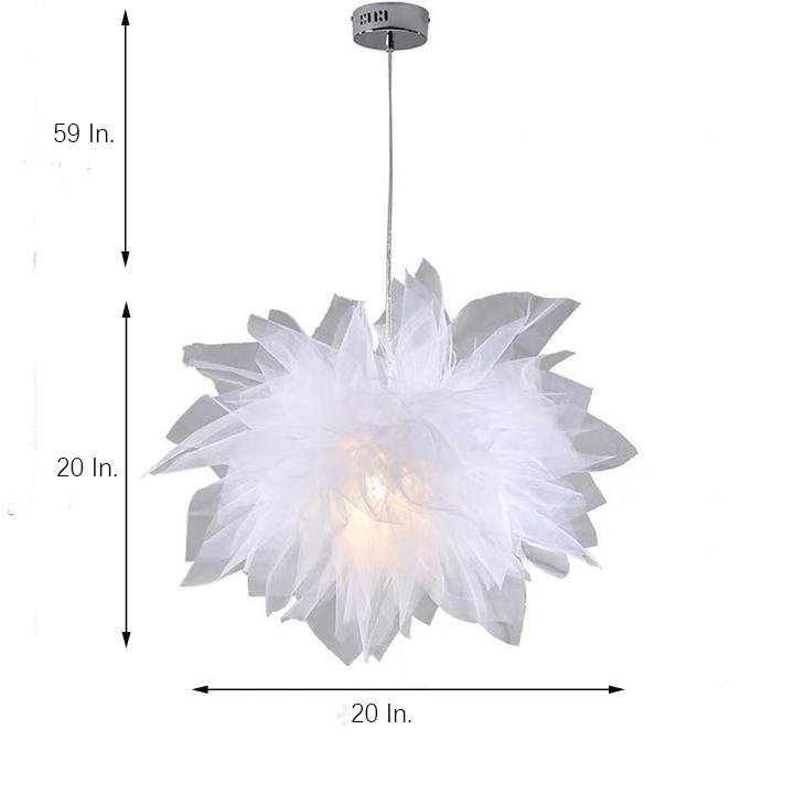 20" Fabric Flower Metal LED Modern Pendant