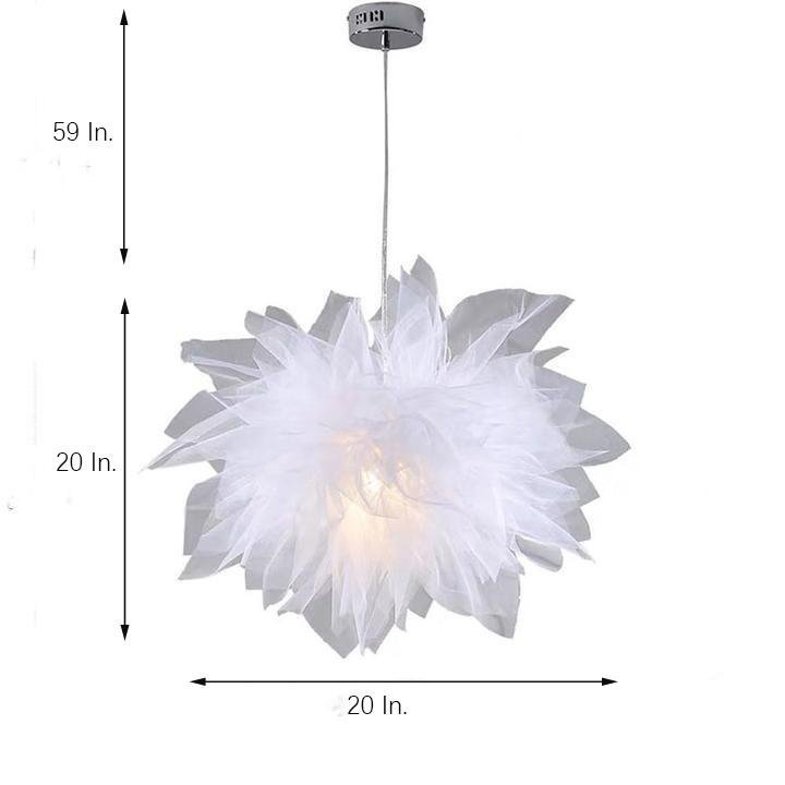 20" Fabric Flower Metal LED Modern Pendant