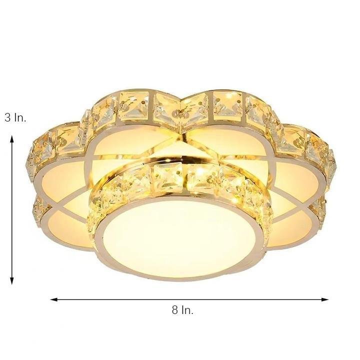 Flower Effect Metal Crystal LED Flush Mount Ceiling Light for Hallway Entryway Lighting-Lighom
