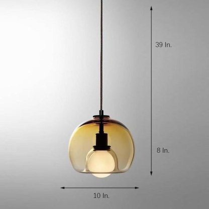 Semi Globe Electroplated Glass Metal LED Nordic Pendant Lighting-Lighom
