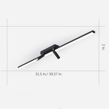 Unique 2-Spotlights Black Linear Semi-Flush Mount Ceiling LED Light-Lighom