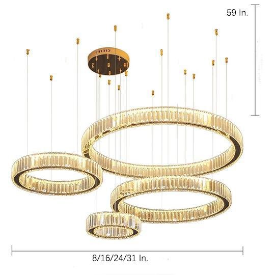 4-Ring Gold Large Chandeliers for Foyer Modern Crystal Chandelier-Lighom