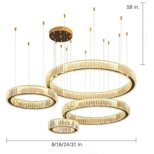 4-Ring Gold Large Chandeliers for Foyer Modern Crystal Chandelier-Lighom