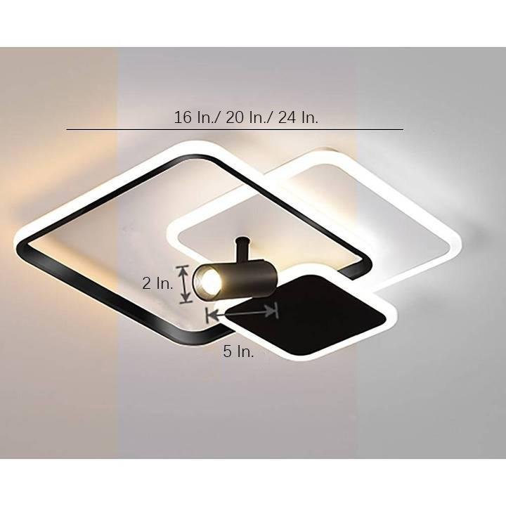 3 Square Metal LED Flush Mount Ceiling Light for Bedroom-Lighom
