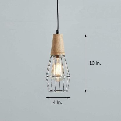 Antique Lantern Pendant Light Vintage Metal Wood Bamboo LED Ceiling Light-Lighom