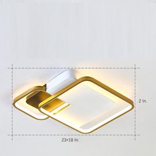 Wood nordic multi-square circular semi-flush mount light