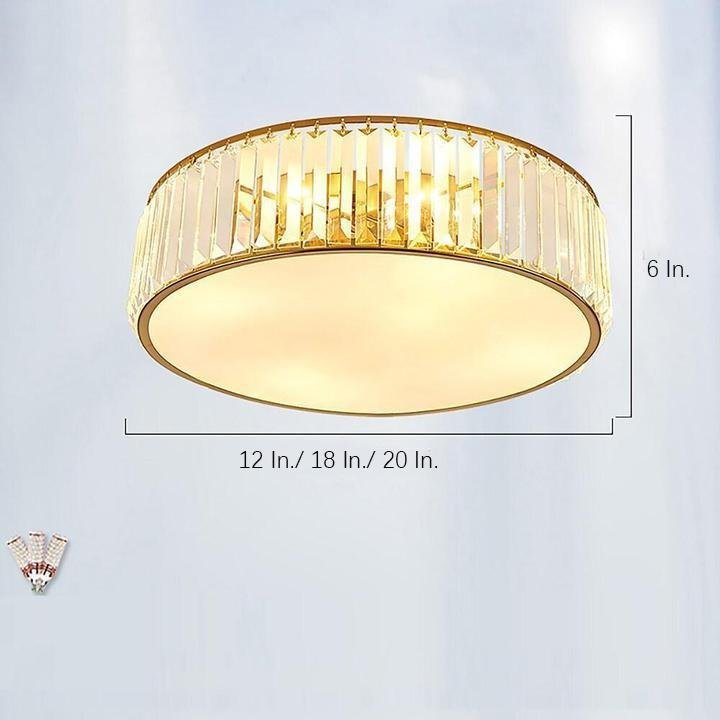 Drum-shaped LED Crystal Nordic Ceiling Lights Flush Mount Lighting-Lighom