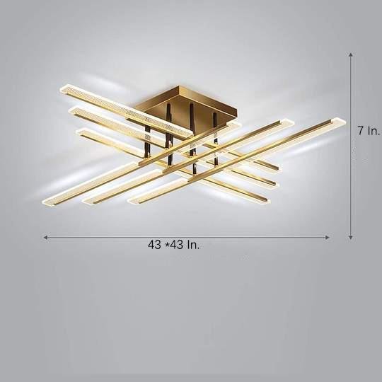 Linear Display Ornate Metal LED Flush Mount Ceiling Light for Living Room-Lighom