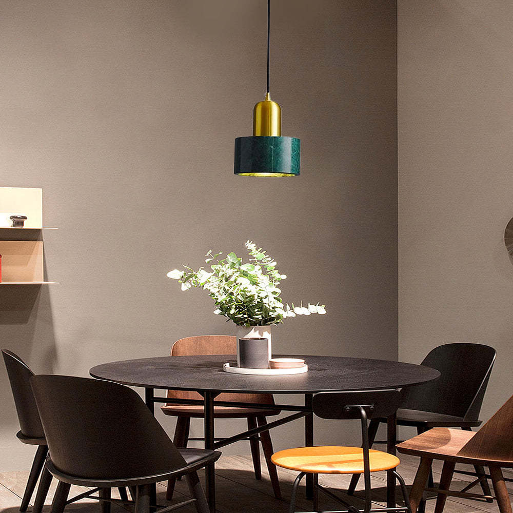 Minimalist Cylindrical Electroplated Copper LED Modern Pendant Lighting-Lighom