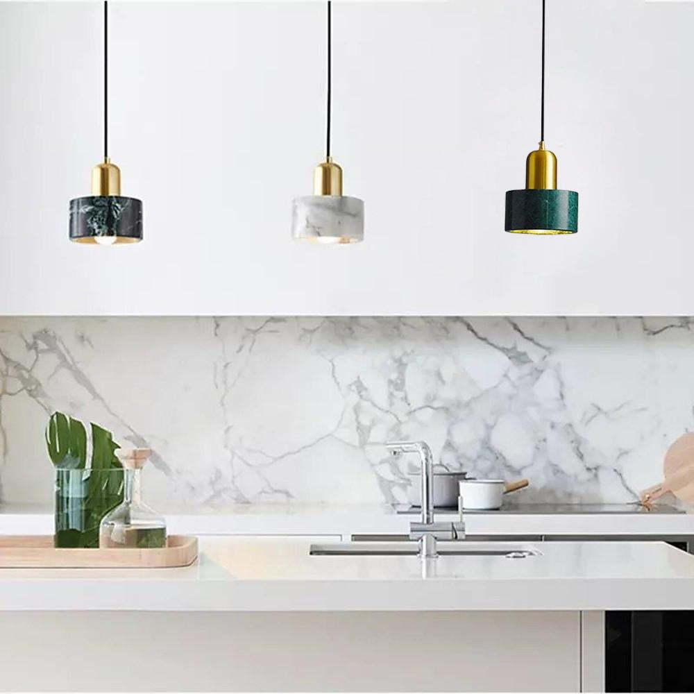 Minimalist Cylindrical Electroplated Copper LED Modern Pendant Lighting-Lighom