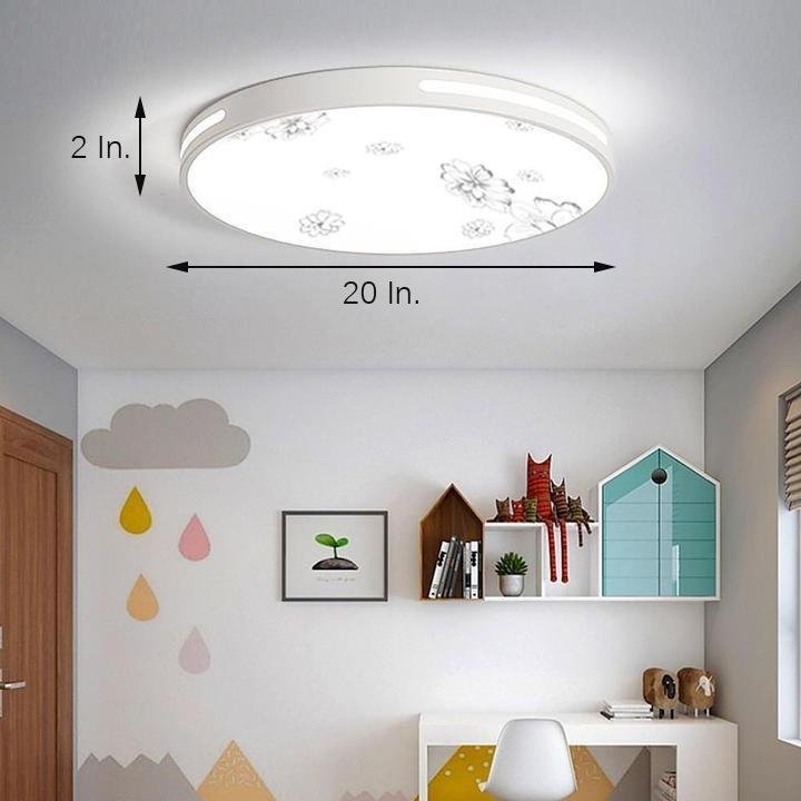 Round Plant Pattern LED Modern Ceiling Lights Flush Mount Lighting-Lighom