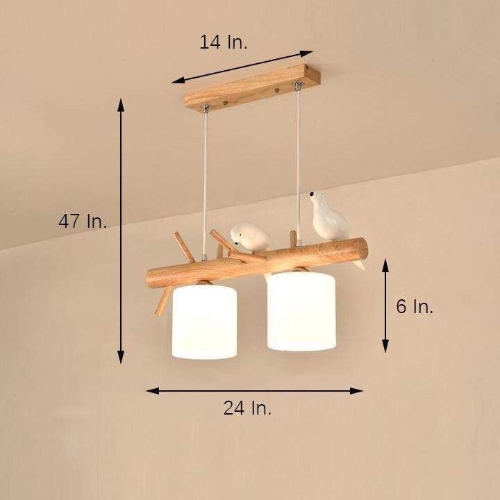 Rustic Island Kitchen Pendant Lighting Wood Bamboo Glass Pendant Lighting-Lighom