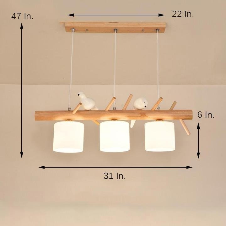 Rustic Island Kitchen Pendant Lighting Wood Bamboo Glass Pendant Lighting-Lighom