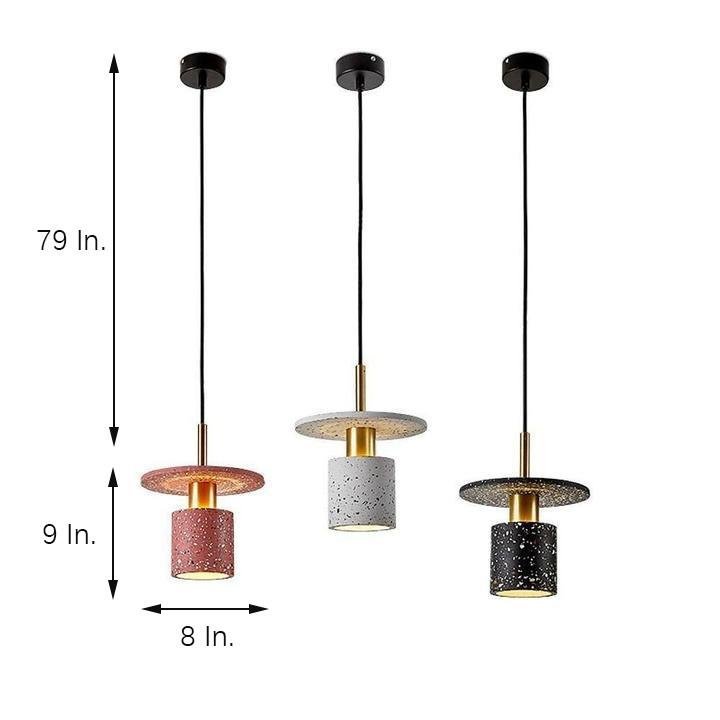 Terrazzo Cement Cylinder LED Modern Island Pendant Light
