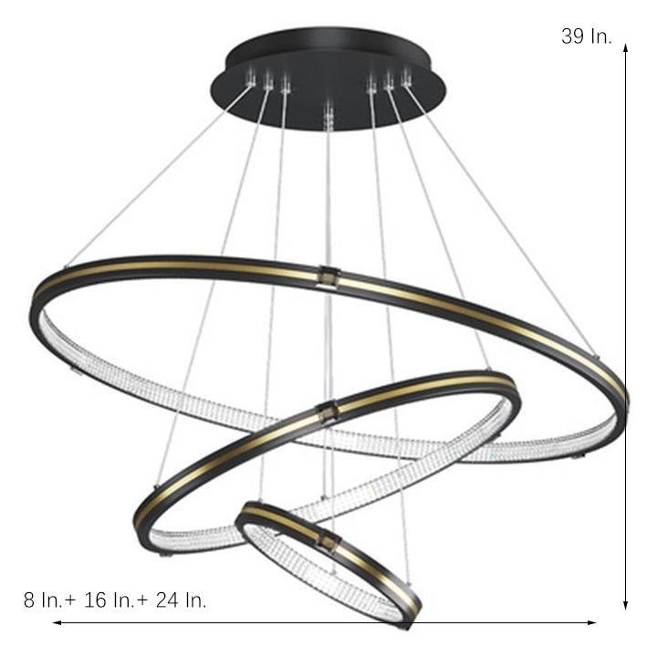 Stylish Three-Ring LED Chandelier