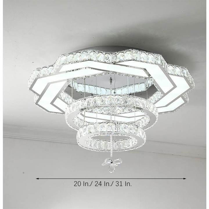 Ambient Crystal LED Gold Silver Flush Mount Light