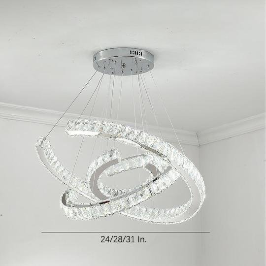 Wave Flush Mount Lighting for Dining Room LED Crystal Stainless Steel Ceiling Lights-Lighom