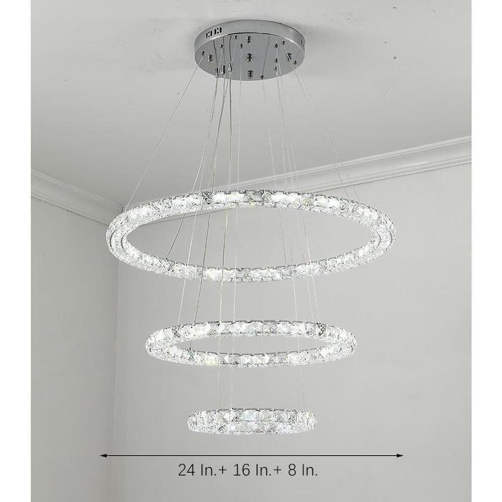 3/4-Light LED Tiered Crystal Ring Pendant