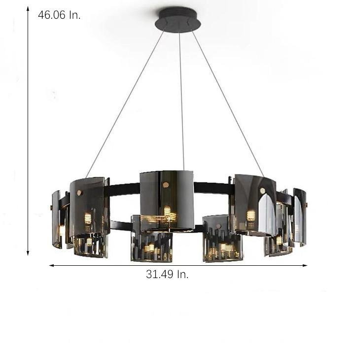 Circular LED Electroplated Metal Acrylic Modern Chandeliers Pendant Light-Lighom