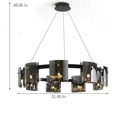 Circular LED Electroplated Metal Acrylic Modern Chandeliers Pendant Light-Lighom