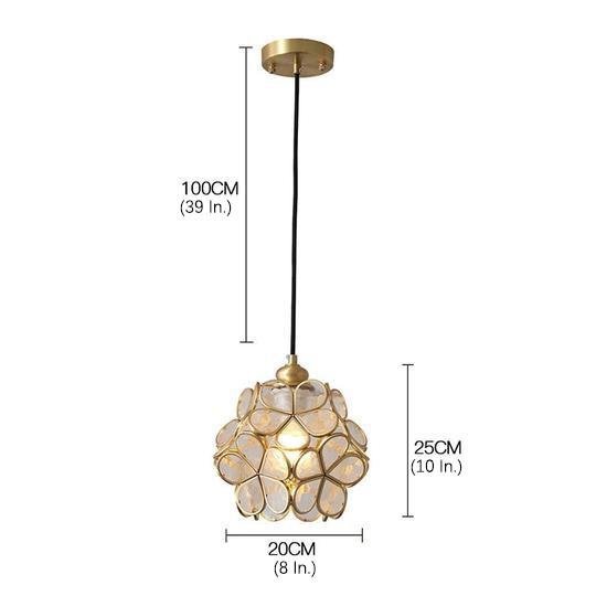 Ornate Flower Copper Crystal Kitchen Island Pendant